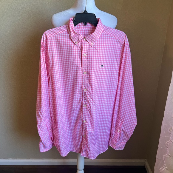 Vineyard Vines Other - VINEYARD VINES pink checked nylon blend long sleeve button down shirt | large